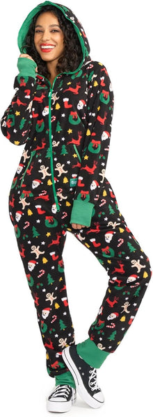 Christmas Onesies for Adults - Comfy Unisex Matching Holiday Jumpsuits with Convenient Pockets