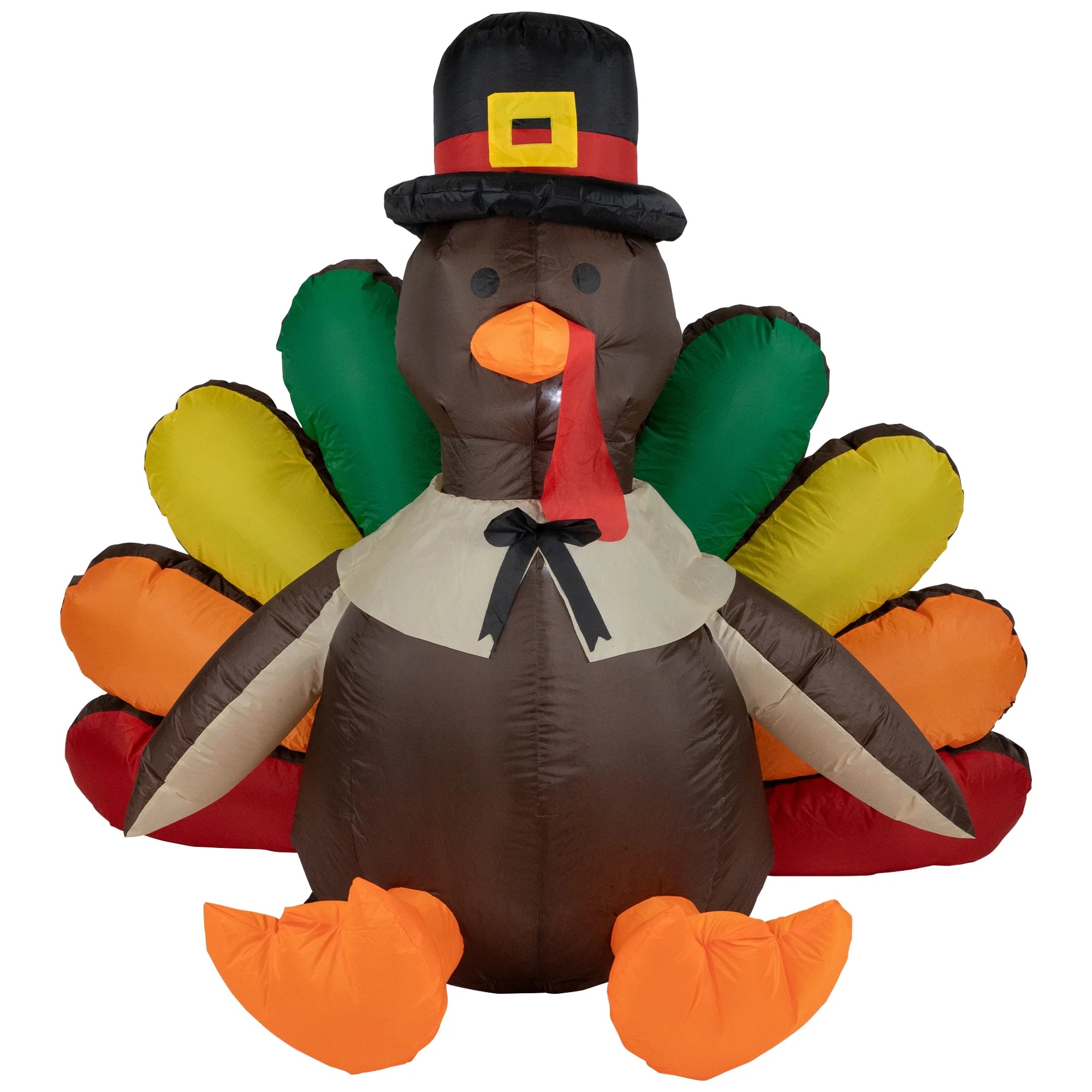 Pre-Lit Pilgrim Turkey Inflatable Thanksgiving Outdoor Yard Decoration - 6'