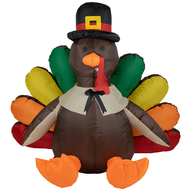 Pre-Lit Pilgrim Turkey Inflatable Thanksgiving Outdoor Yard Decoration - 6'