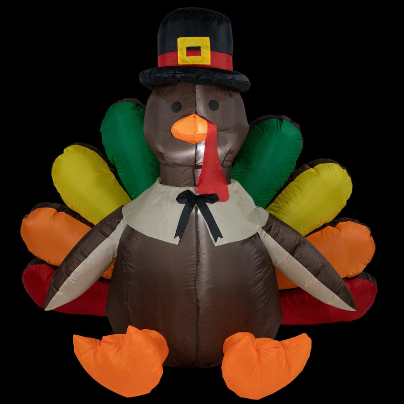 Pre-Lit Pilgrim Turkey Inflatable Thanksgiving Outdoor Yard Decoration - 6'