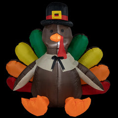 Pre-Lit Pilgrim Turkey Inflatable Thanksgiving Outdoor Yard Decoration - 6'