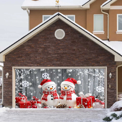 Christmas Garage Door Cover Colorful Snowflakes Christmas Garage Door Decorations Holiday Christmas Background Decorations Winter Year Party(J,100%Polyester)