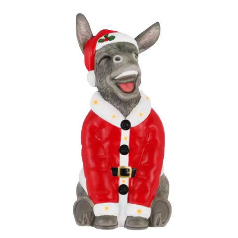 Christmas Donkey Resin Ornament 8-Inch Santa with Red Hat & Clothes Christmas Donkey Santa Claus Festive Decoration for Shelf and Tabletop, Holiday Ornament