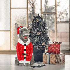 Christmas Donkey Resin Ornament 8-Inch Santa with Red Hat & Clothes Christmas Donkey Santa Claus Festive Decoration for Shelf and Tabletop, Holiday Ornament