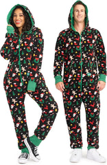 Christmas Onesies for Adults - Comfy Unisex Matching Holiday Jumpsuits with Convenient Pockets