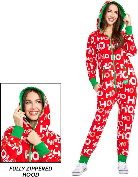 Christmas Onesies for Adults - Comfy Unisex Matching Holiday Jumpsuits with Convenient Pockets