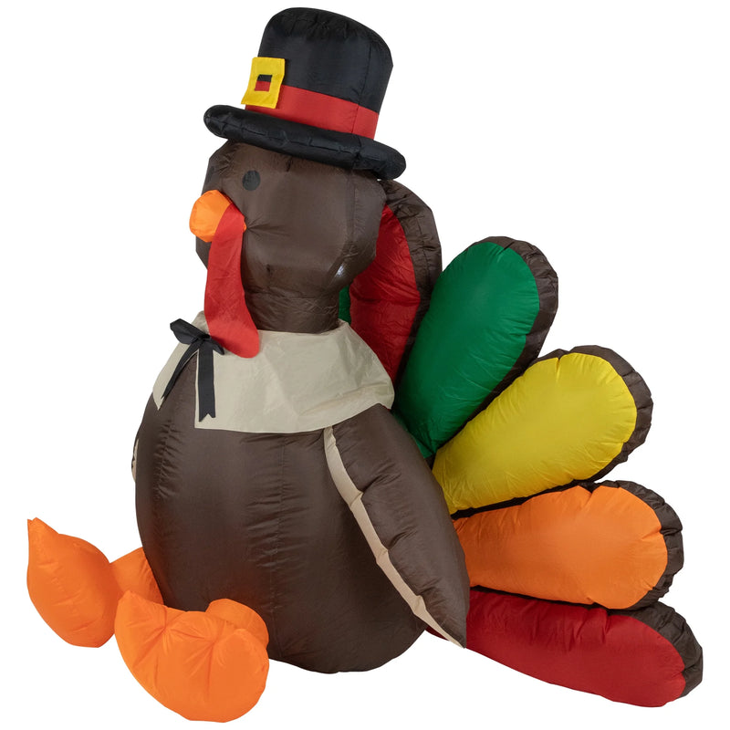 Pre-Lit Pilgrim Turkey Inflatable Thanksgiving Outdoor Yard Decoration - 6'