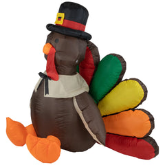 Pre-Lit Pilgrim Turkey Inflatable Thanksgiving Outdoor Yard Decoration - 6'